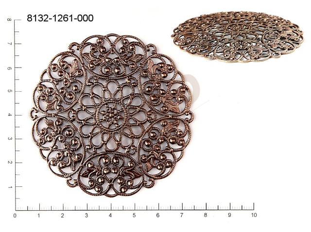 Filigree, stamped shape, (round), 70x70mm, cut-out, shaped