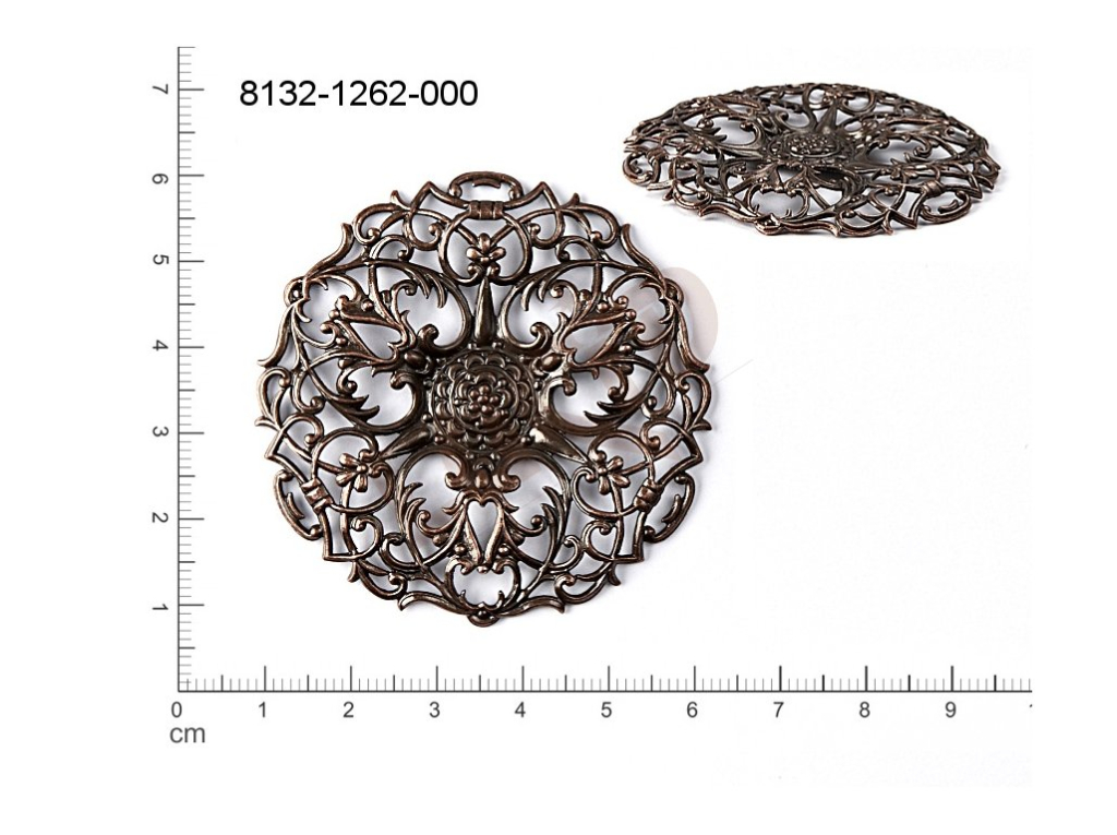 Filigree, stamped shape, (round), 52x52mm, cut-out, shaped