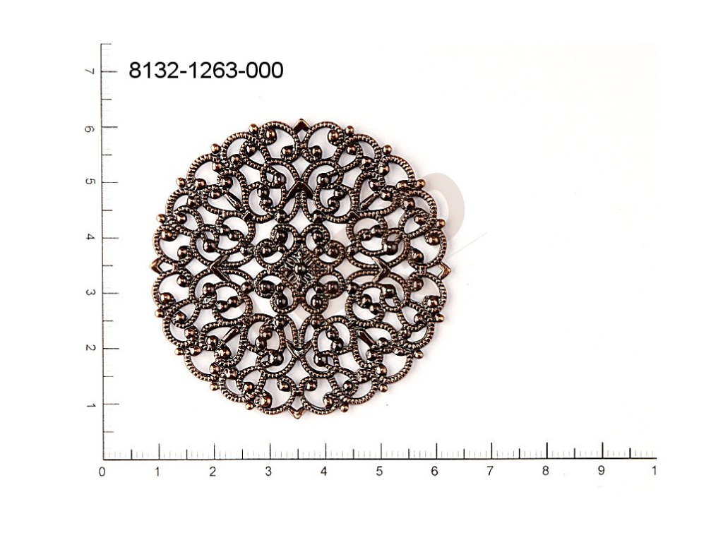 Filigree, stamped shape, (round), 54x54mm, cut-out, shaped