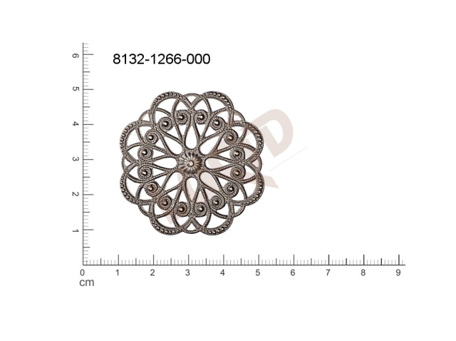 Filigree, stamped shape, (round), 42x42mm, cut-out