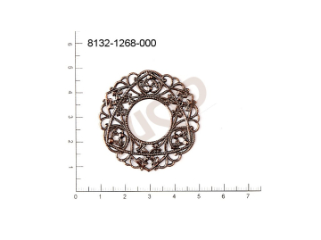 Filigree, stamped shape, (round), 40x40mm, cut-out 