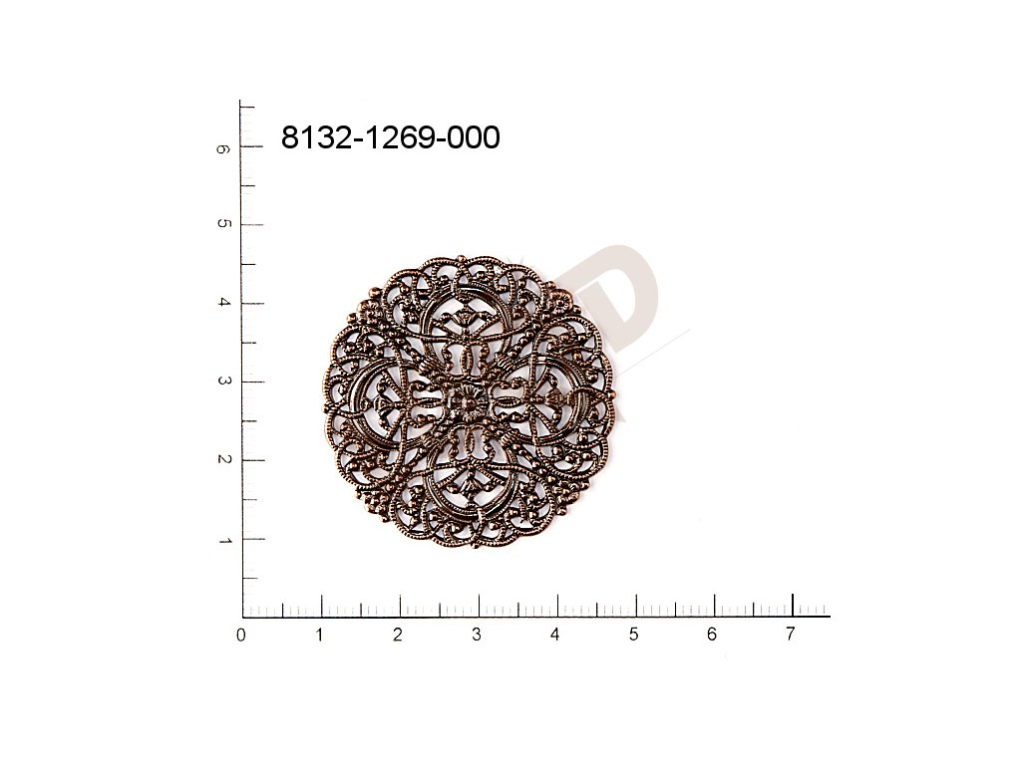 Filigree, stamped shape, (round), 36x36mm, cut-out