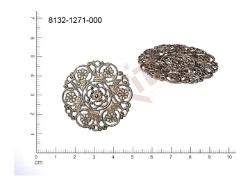 Filigree, stamped shape, (round), 36x36mm, cut-out