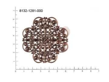 Filigree, fancy shape, plant motives flowers, flower motives , without  loops 55.0mm