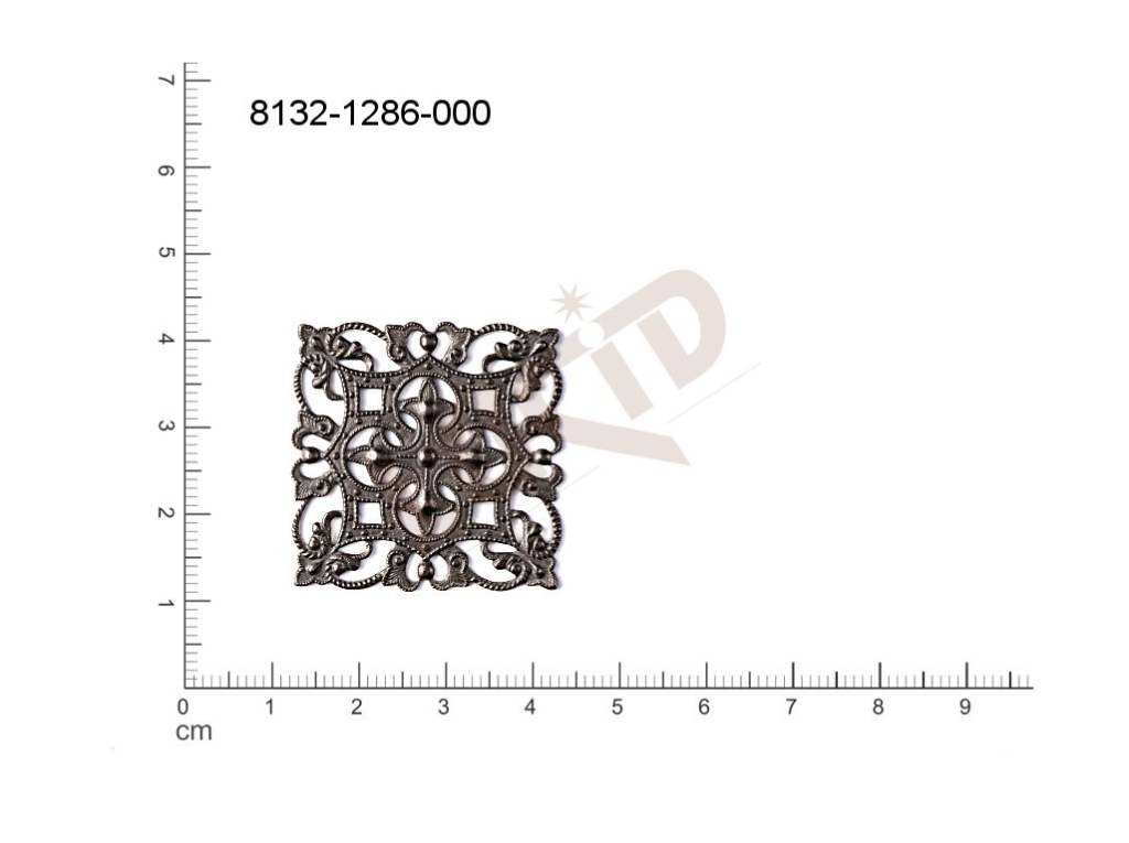 Filigree, fancy shape, quadrangle, without  loops 30.0x30.0mm