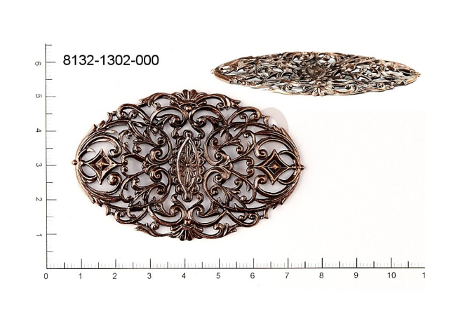 Filigree, fancy shape, oval, without  loops 67.0x45.0mm