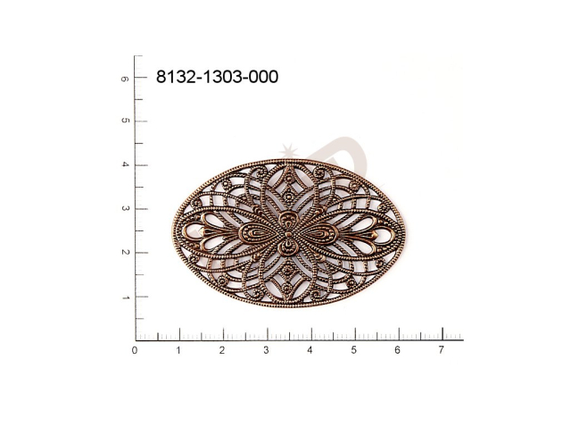 Filigree, fancy shape, oval, without  loops 53.0x35.0mm