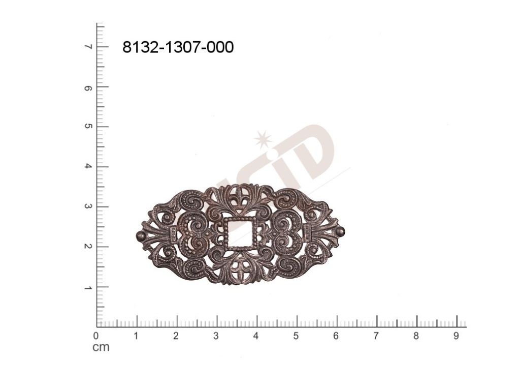 Filigrán, tvarový výlisek, ovál, prořezávaný