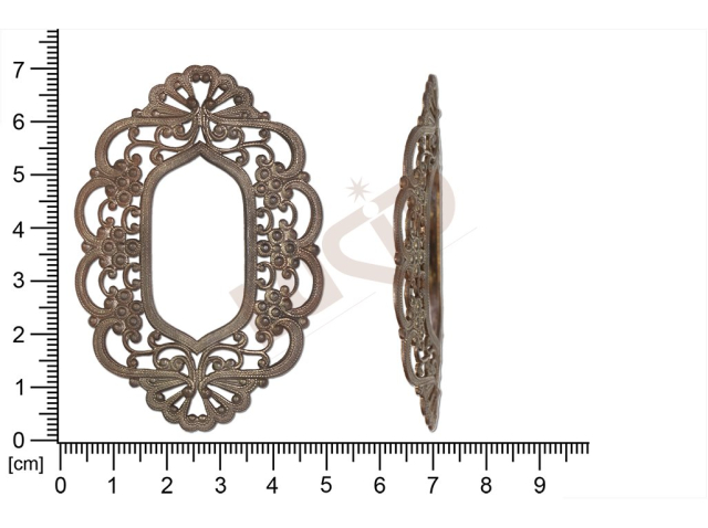 Filigrán, tvarový výlisek, ovál, prořezávaný