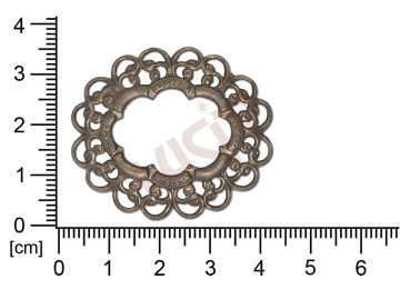 Filigrán, tvarový výlisek, ovál, 40x34mm, prořezávaný, tvarovaný