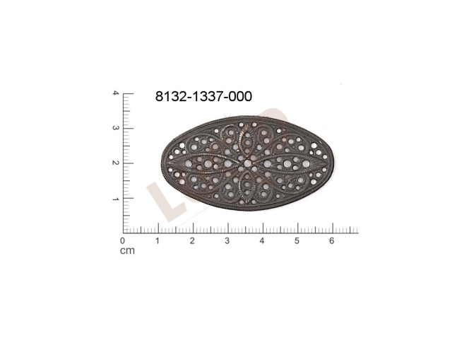 Filigrán, tvarový výlisek, ovál, bez oček  50.0x27.0mm