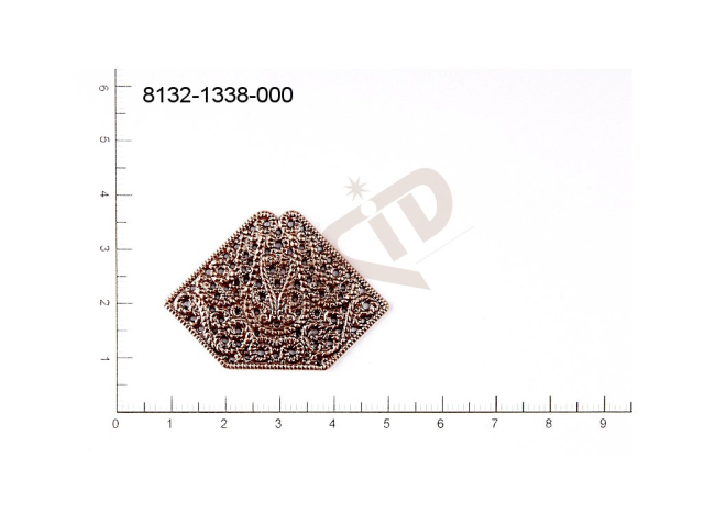 Filigree, fancy shape, other , without  loops 40.0x30.0mm