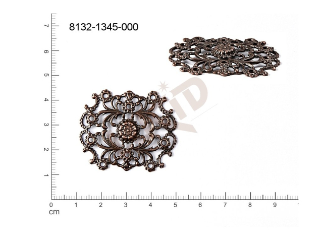 Filigree, fancy shape, other , without  loops 40.0x32.0mm