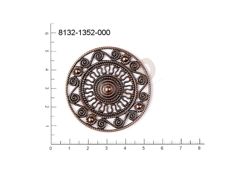 Filigree, fancy shape, round, without  loops 46.0mm