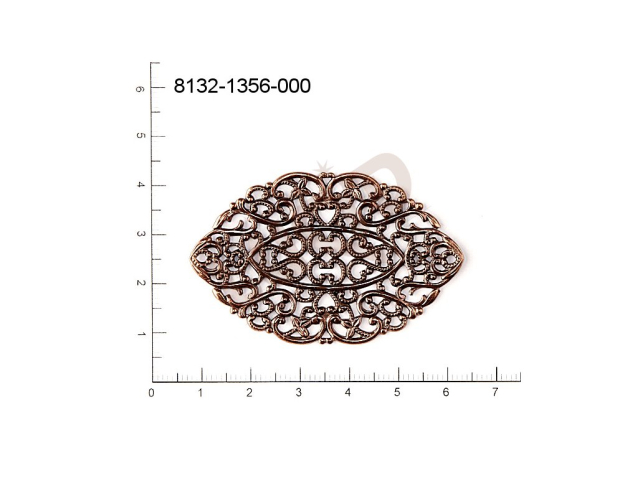 Filigree, fancy shape, oval, without  loops 56.0x36.0mm