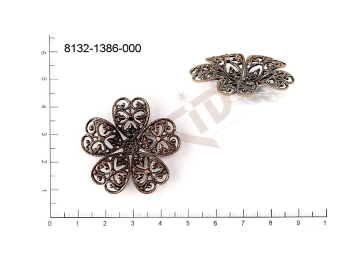 Filigree, fancy shape, plant motives flowers, flower motives , without  loops 35.0x35.0mm