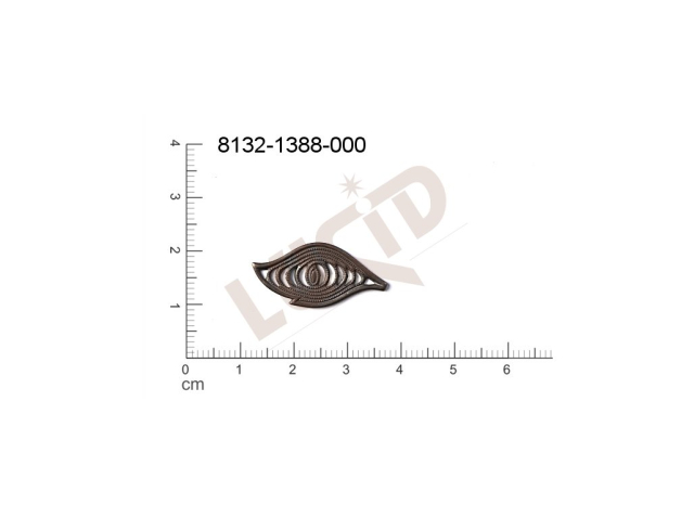 Filigrán, tvarový výlisek, rostlinné motivy lístečky bez oček  26.0x13.0mm