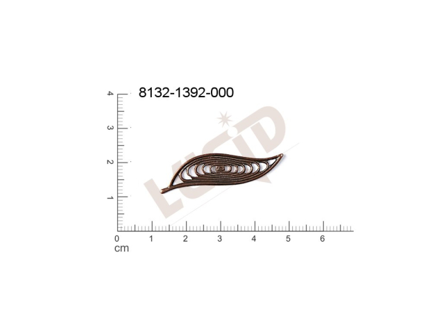 Filigrán, tvarový výlisek, rostlinné motivy lístečky bez oček  39.0x9.0mm