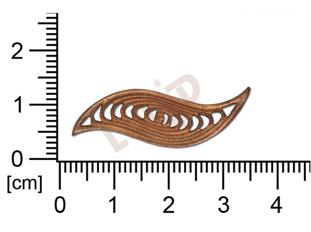 Filigrán, tvarový výlisek, rostlinné motivy lístečky bez oček  34.0x10.0mm