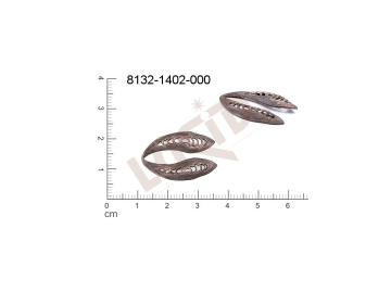 Filigrán, tvarový výlisek, rostlinné motivy lístečky bez oček  25.0x16.0mm