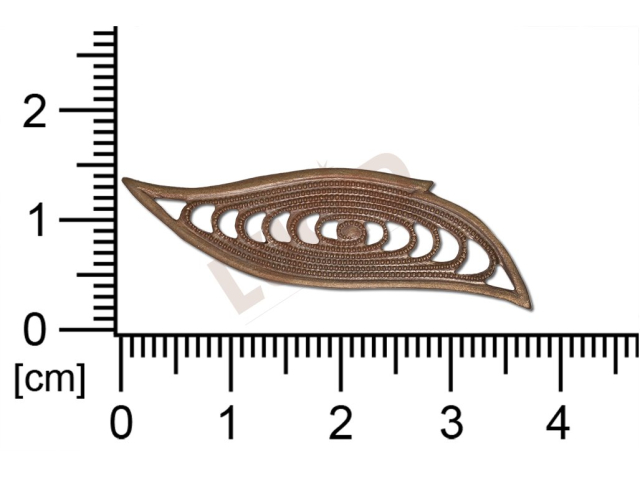 Filigrán, tvarový výlisek, rostlinné motivy lístečky bez oček  39.0x11.0mm