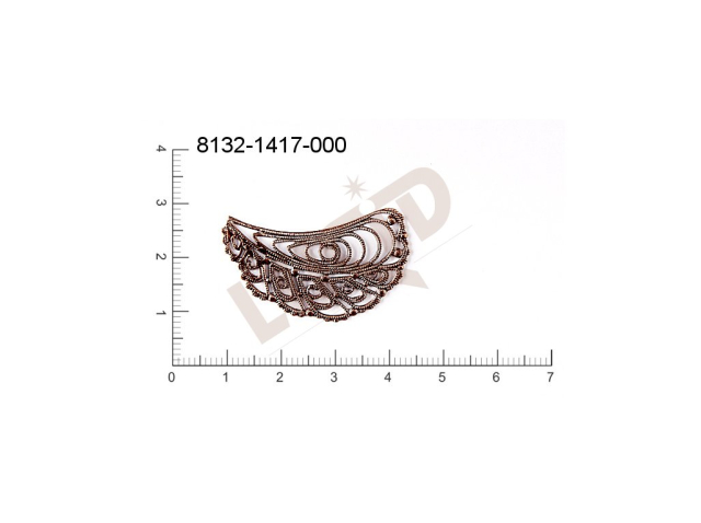 Filigrán, tvarový výlisek, rostlinné motivy lístečky bez oček  35.0x17.0mm