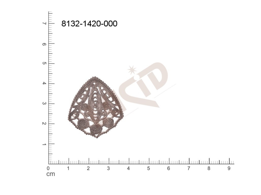 Filigree, fancy shape, other , without  loops 31.0x28.0mm