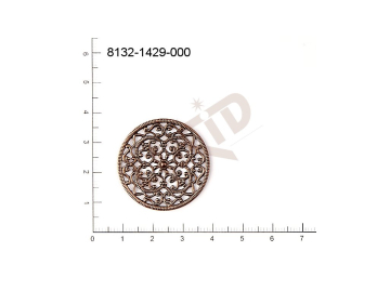 Filigree, fancy shape, round, without  loops 30.0mm