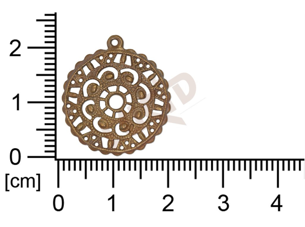 Filigree, fancy shape, round, with 1 loop 