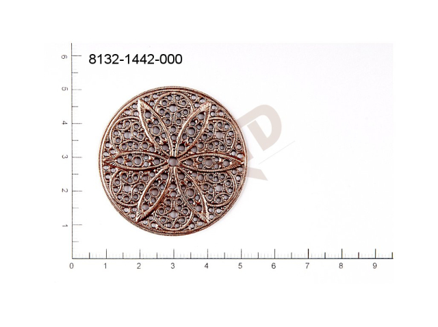 Filigree, fancy shape, round, without  loops 44.0mm