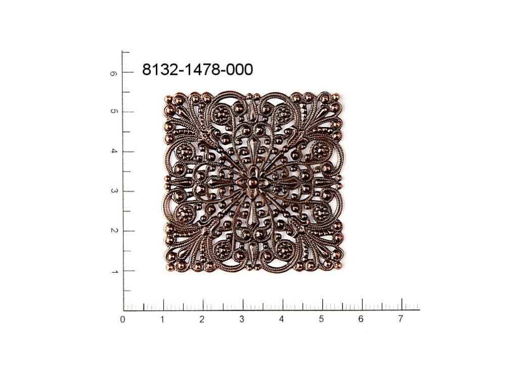 Filigrán, tvarový výlisek, čtyřúhelník bez oček  46.0x46.0mm
