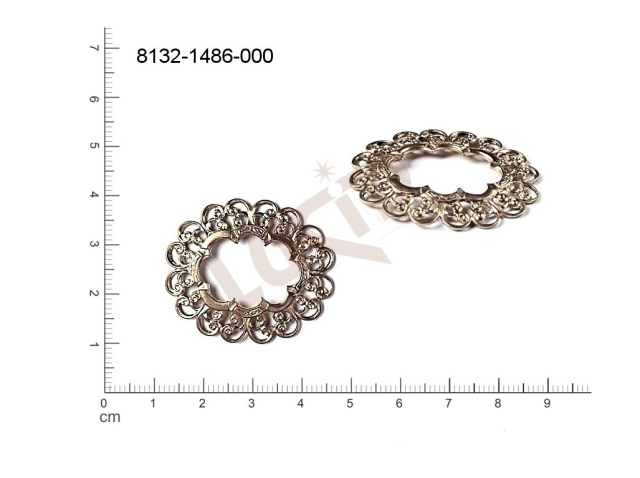 Filigree, fancy shape, oval, without  loops 35.0x30.0mm