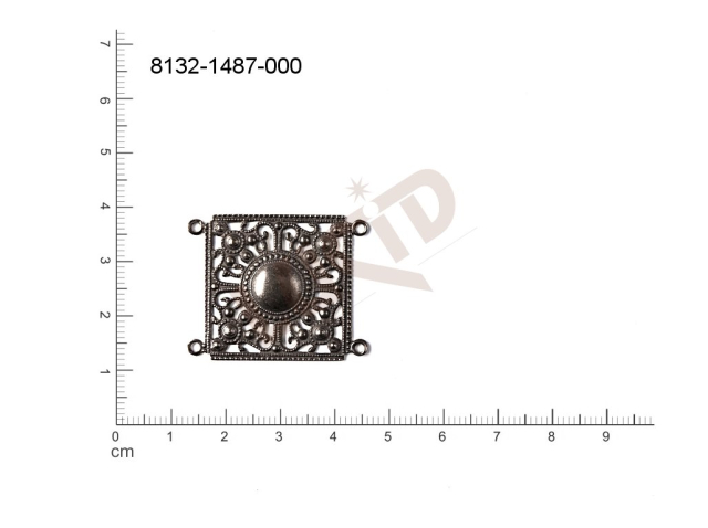 Filigree, fancy shape, quadrangle, with 4 loops 27.0x33.0mm