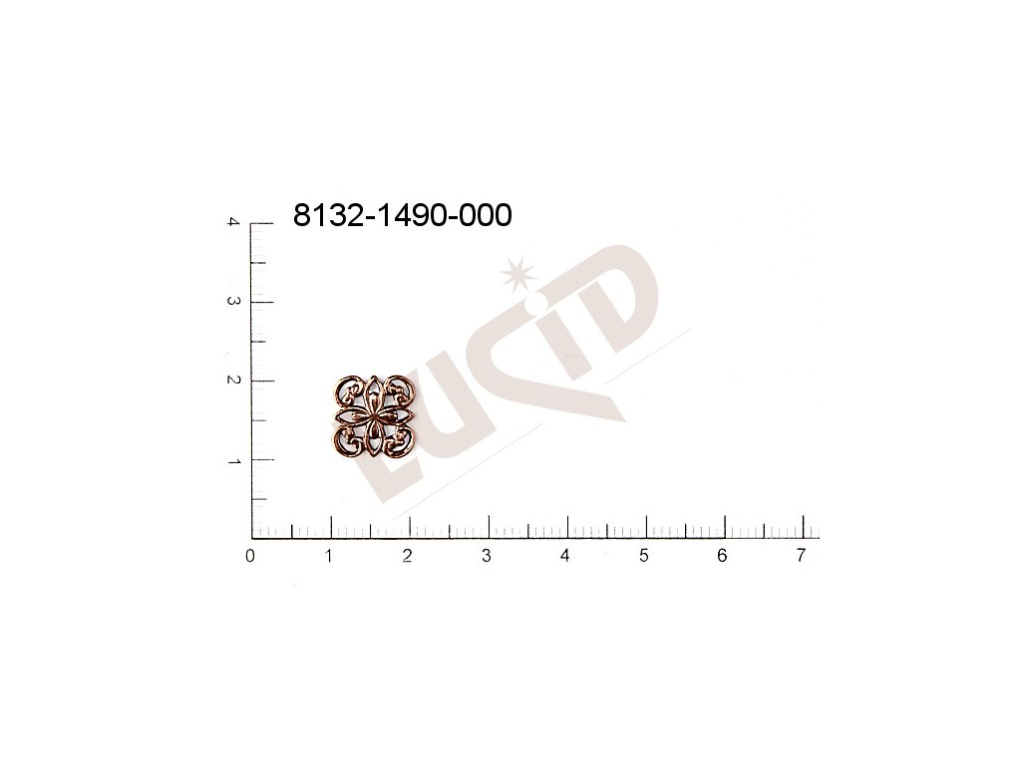 Filigrán, tvarový výlisek, čtyřúhelník bez oček  11.0x 11.0mm