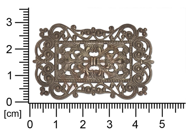 Filigrán, tvarový výlisek, čtyřúhelník bez oček  46.0x29.0mm