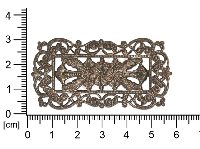 Filigrán, tvarový výlisek, čtyřúhelník bez oček  57.0x29.0mm