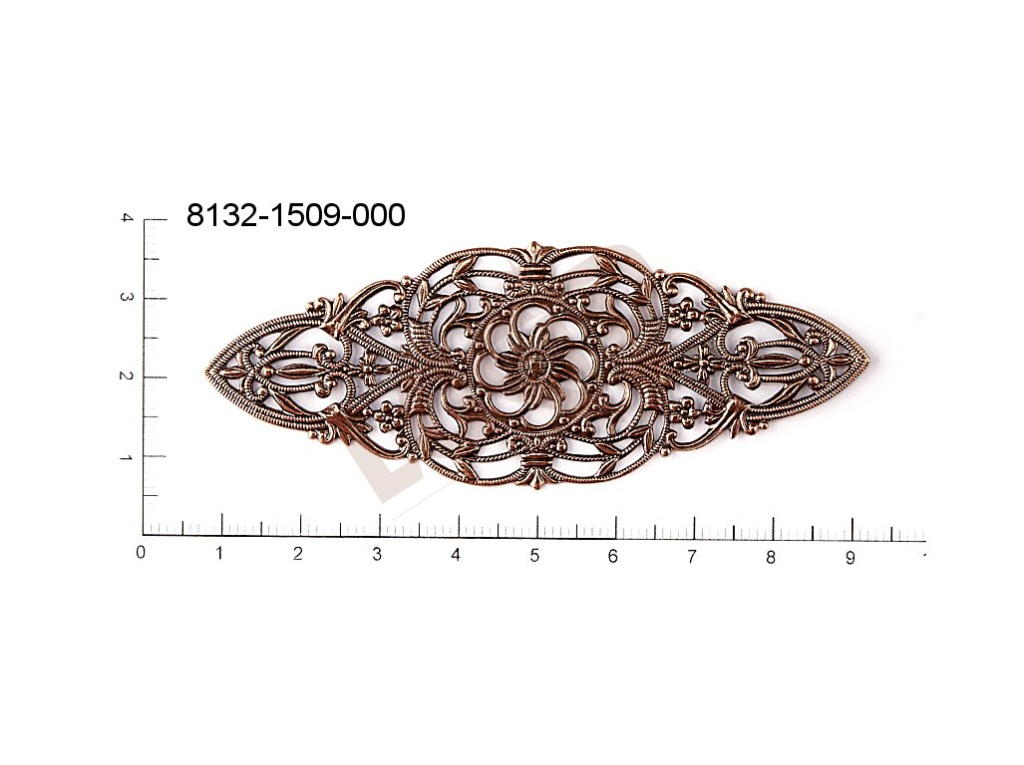 Filigree, fancy shape, oval, without  loops, cut-out 84.0x30.0mm