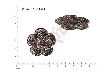 Filigree, fancy shape, plant motives flowers, flower motives , without  loops 35.0x35.0mm