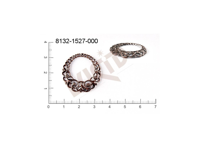 Filigree, fancy shape, round, without  loops 26.0x26.0mm