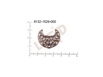 Filigree, fancy shape, halfmoons , without  loops , cut-out,28.0x25.0mm