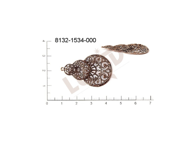 Filigree, fancy shape, other, with 1 loop 35.0x22.0mm