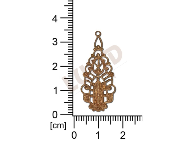 Filigrán, tvarový výlisek, slza s 1 očkem  prořezávaný 33.0x14.0mm