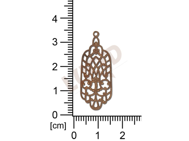 Filigrán, tvarový výlisek, slza s 1 očkem  prořezávaný 33.0x13.0mm