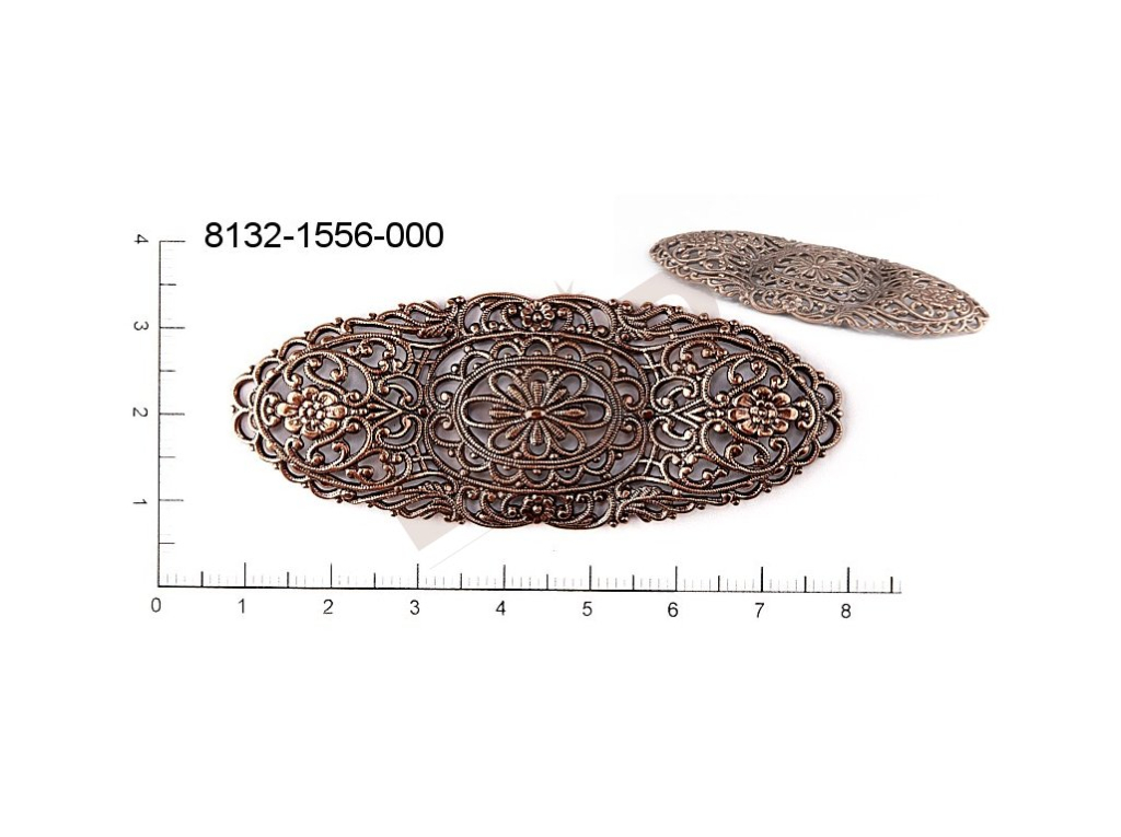 Filigree, fancy shape, oval, without  loops 71.0x28.0mm