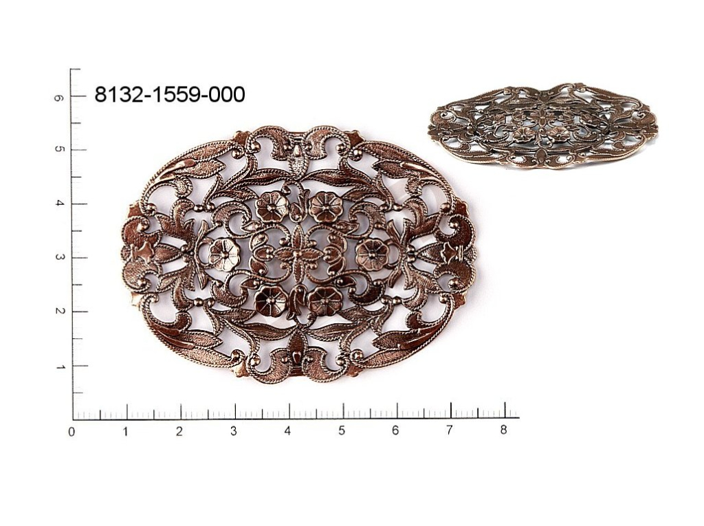 Filigree, fancy shape, oval, without  loops 66.0x47.0mm