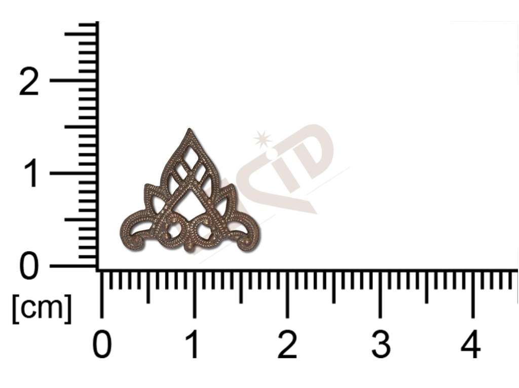 Filigrán, tvarový výlisek, trojúhelník bez oček  prořezávaný 15.0x14.0mm