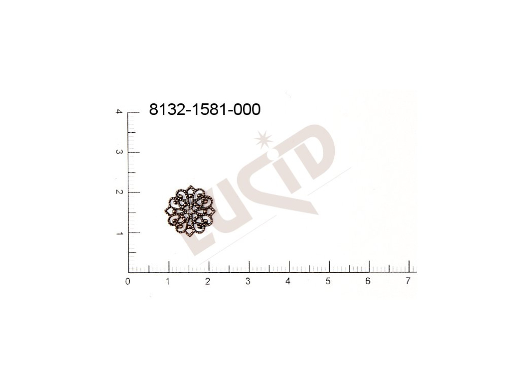 Filigrán, tvarový výlisek, kulatý bez oček  prořezávaný 13.0mm