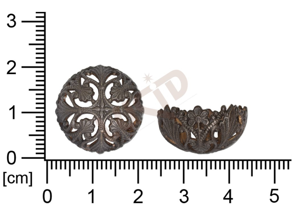 Filigrán, tvarový výlisek, kaplíky bez oček  prořezávaný 20.0mm