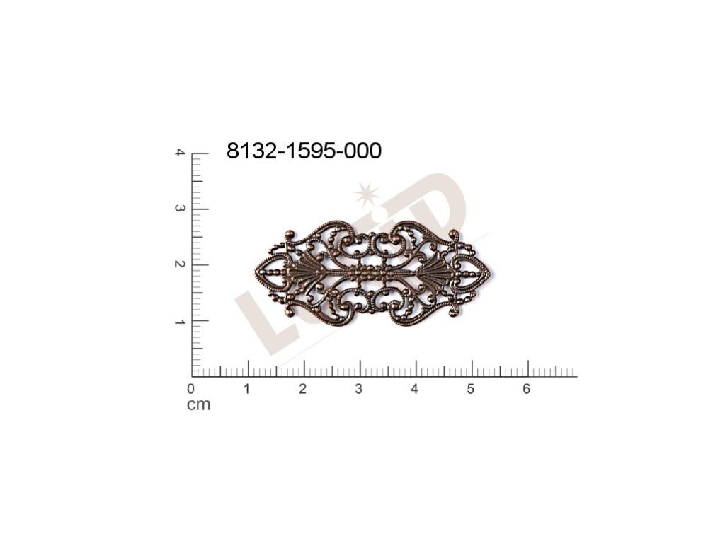 Filigree, fancy shape, oval, without  loops 43.0x19.0mm