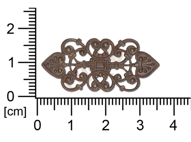 Filigrán, tvarový výlisek, ovál, bez oček  prořezávaný 35.0x16.0mm